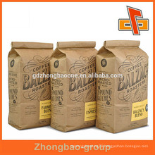 Side-gusset brown kraft paper coffee bags with custom printing